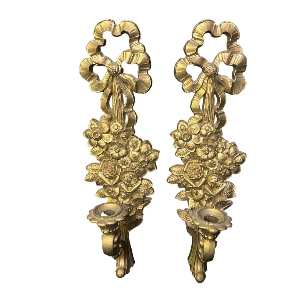 Set Of 2 Vintage Syroco Wall Sconces